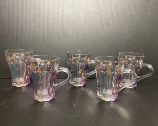 Pink & gold glass mugs