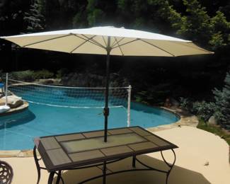 outdoor table and umbrella