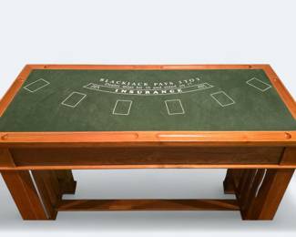4 in 1 Wooden Casino Bar Game Table Roulette, Craps, Blackjack and Poker