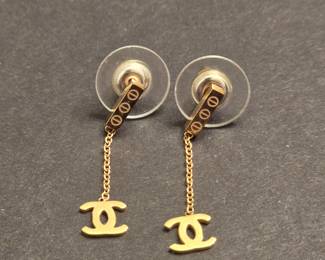 Chanel CC Gold Tone Earrings