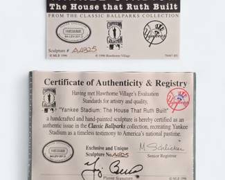 Yankee Stadium "The House that Ruth Built" Sculpture with COA