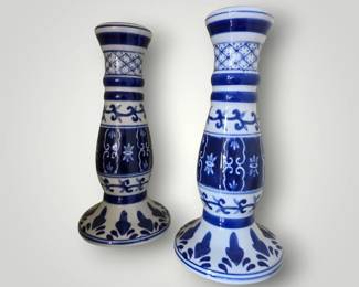 Blue and White Ceramic Candle Holder