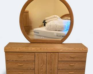 Oak Laminate Dresser with Mirror