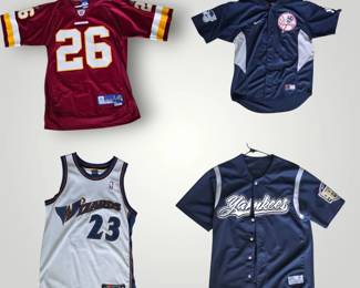 NY Yankees, Washington Redskins and Washington Wizards Jerseys
