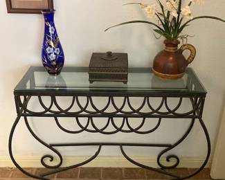 nice metal and glass table