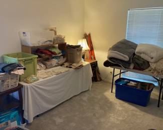lots of material, linens and comforters