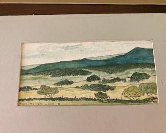 small painting, 1970's signed T Hill