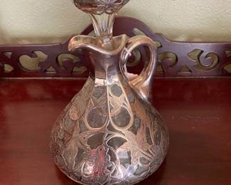 vintage silver overlay decanter