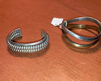 Navajo bracelet and a sterling bracelet