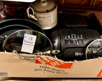 Cookware, ice cream maker, mini crockpot, Ninja grill with crisper, dehydrate, bake, roast functions