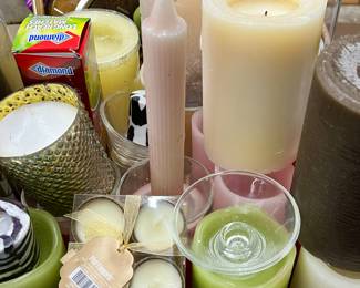 Lot of candles and candle holders