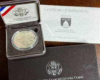 United States congressional 1989 silver dollar proof coin