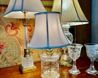 Collection of crystal lamps and votive /candle holders