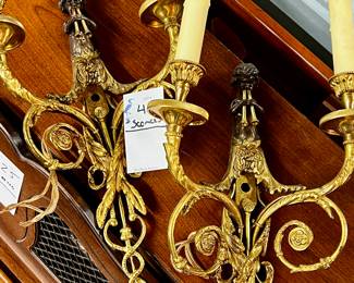 Pair of vintage electric gilded wall sconces
