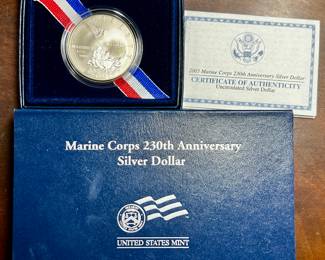 Marine Corps 230th anniversary silver dollar coin