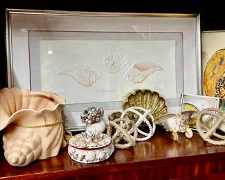 Sea shell-themed decor & art