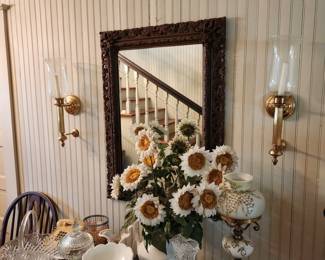 Vintage Mirror, Copper Craft Brass Sconces