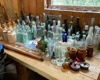 Big collection of old bottles