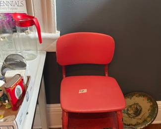 Red kitchen step stool