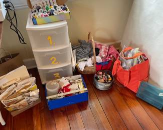 Cross stitch, knitting, hand embroidery, etc., sewing supplies galore