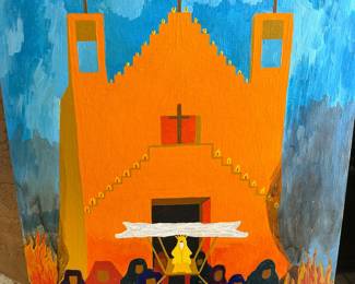 Original quirky + colorful paintings by homeowner, many in style of known artists (Pablo Picasso, Diego Rivera, Charley Harper) + collage art