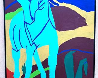 Original quirky + colorful paintings by homeowner, many in style of known artists (Pablo Picasso, Diego Rivera, Charley Harper) + collage art