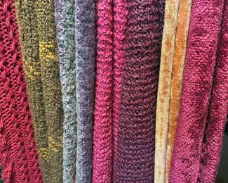 Hand knit shawls/ponchos, chenille throw blankets