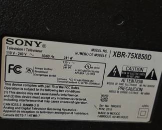 Back label from Living Room TV