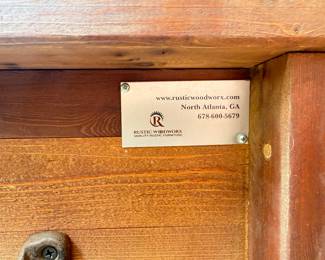 Handcrafted Solid Wood Outdoor Bar with marble top cutting board, built in cooler and water spicut. By Rustic Woodworx of North Atlanta