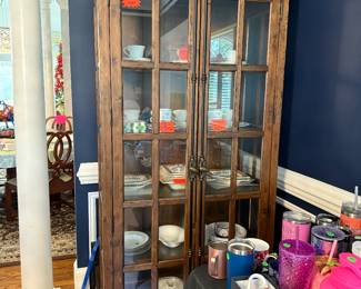 Rustic Wooden Display Cabinet with Dark Brushed Nickel Hardware
