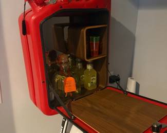 Danish Fuel Upcycled Bar Cabinet, made from an authentic WWII-era Jerry can