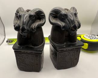 Vintage MMA Amun Rams Head Deity Cast Reproduction Pair of Bookends