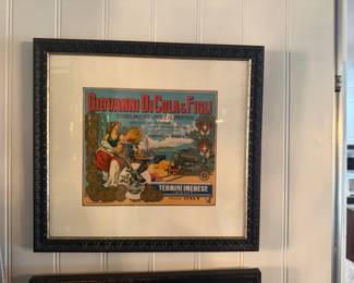 framed vintage label for Giovanni Di Cola & Figli, a pasta manufacturer from Termini Imerese, Sicily, Italy