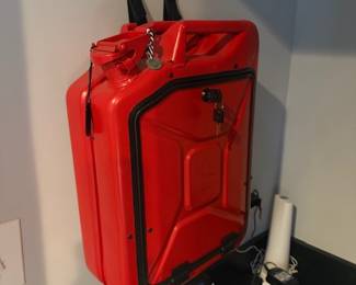Danish Fuel Upcycled Bar Cabinet, made from an authentic WWII-era Jerry can