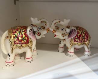 Handcrafted marble elephant figurines
