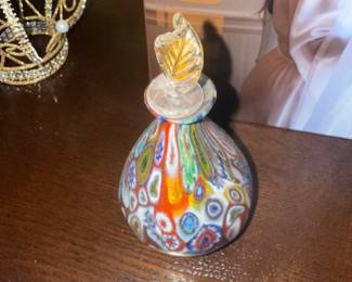 Colorful Murano Glass Millefiori Gold Leaf Art Glass Perfume Bottle With Stopper