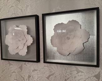 Framed three-dimensional floral artwork