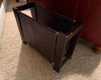 Wood and leather magazine rack