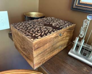 Small carved wooden box