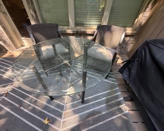 Outdoor glass, top table and chairs