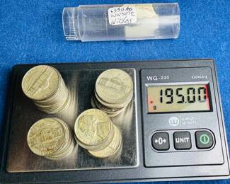 full roll of .350 fine silver wartime nickels. 1942-1945