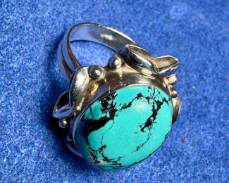 sterling silver and chryscola ring size 11
