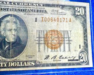 1929 Federal Reserve $20 brown seal note. low number #00640171