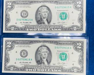2013 Sequential $2 notes