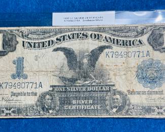 1899 “Black Eagle” US $1 blue seal silver certificate, large size note