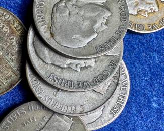 full roll of .350 fine silver wartime nickels. 1942-1945