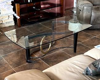 Kaizo Oto Vintage Geometric Post Modern Contemporary Mixed Metal Cocktail Table