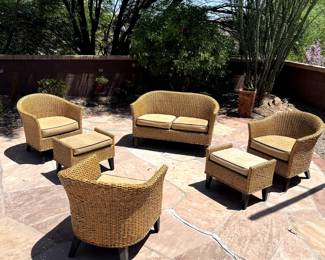 Pier1 Imports 6-pc Rattan Set w/Cushions ***Recommended use for Arizona room or covered patio. Not recommended to leave in open outdoor conditions.