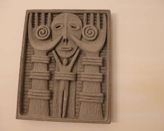 Ralph Prata Carved Concrete Wall Sculpture