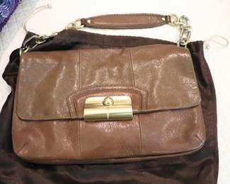 Coach Brown Leather Kristin Flap Shoulder Bag